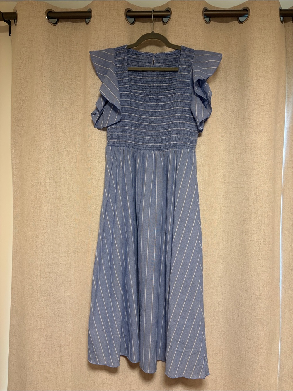 Women’s Cupshe Blue Striped Smocked Bodice Dress